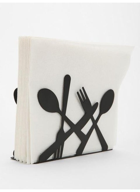 Blue Trend Decorative Metal Black Napkin Holder Spoon Fork Knife Patterned Napkin Holder
