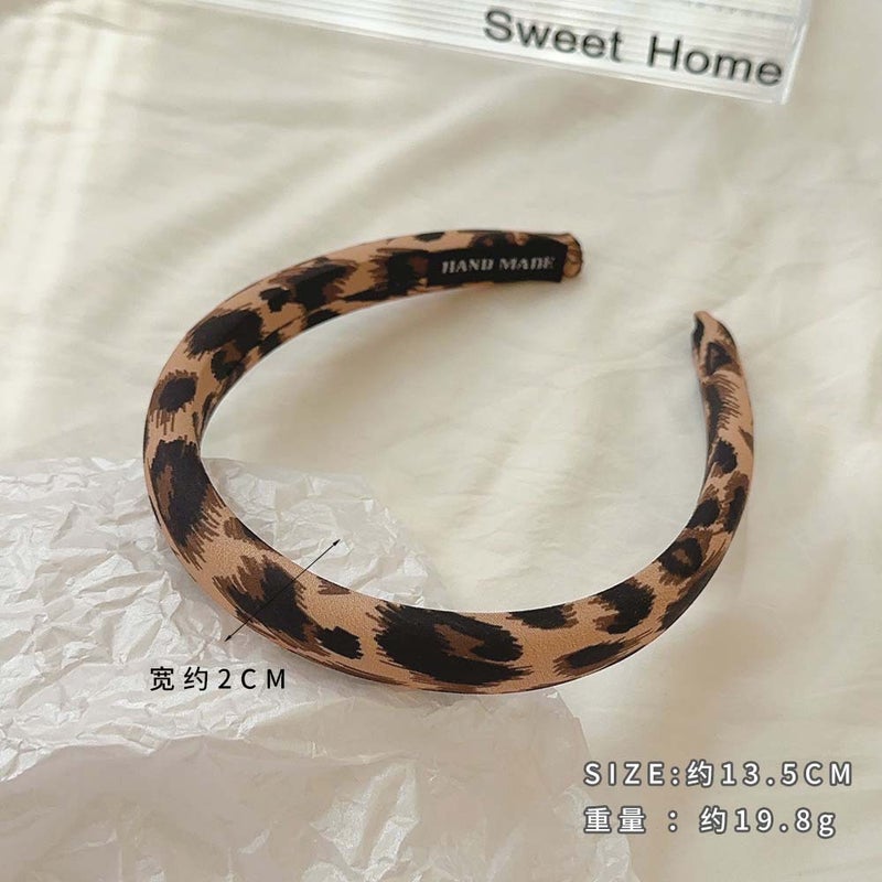 Chic Leopard Print Sponge Hairband for Women 2cm dark leopard print sponge headband