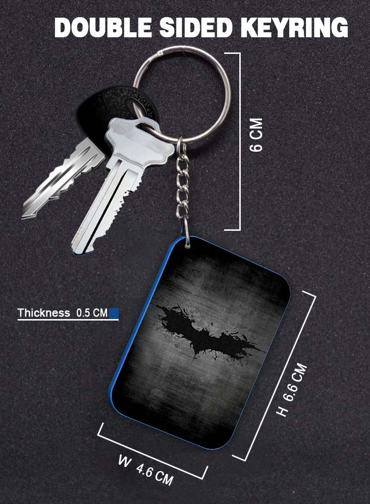 Service Zone Keychain Small Gift To Love One Rectangle Shape With Double Side Print Bat 