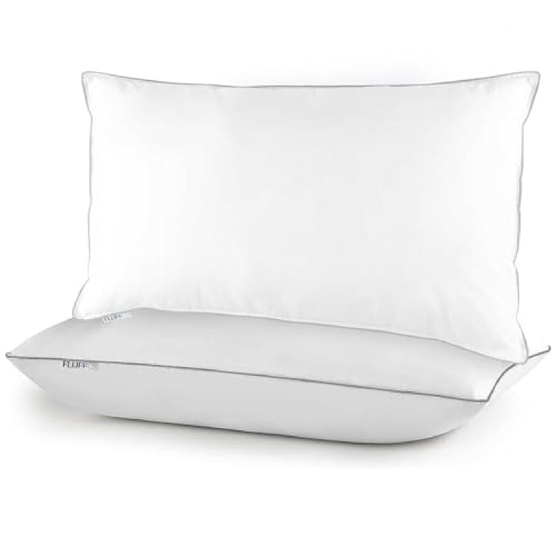 FluffCo Zen Down Alternative Standard Size Pillow with Soft Microfiber Fill Plush CloudLike Comfort for Side Back Sleepers Hypoallergenic Bed Pillow for Deep Sleep Neck Support