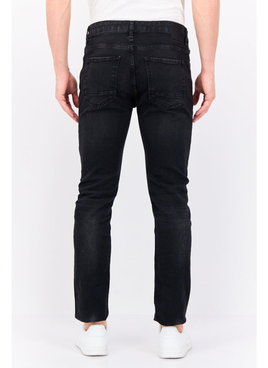 CROSSHATCH Men Slim Fit Wash Stretchable Denim, Black  - Image 3