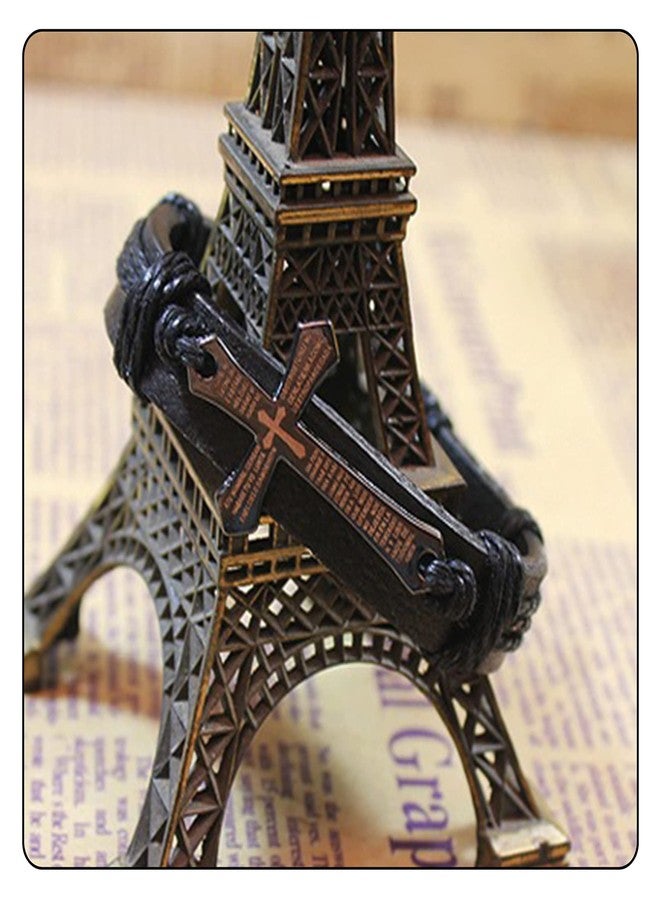 Fusamk Fashion Religious Cross Spain Lord's Prayer Bracelet Leather Rope Bracelet - Image 4
