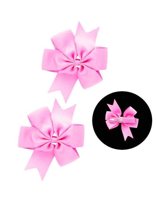 Elite Dose - Light Pink Bow Hair Clips Steel Clamping Body 2 Pieces for Girls - Image 1