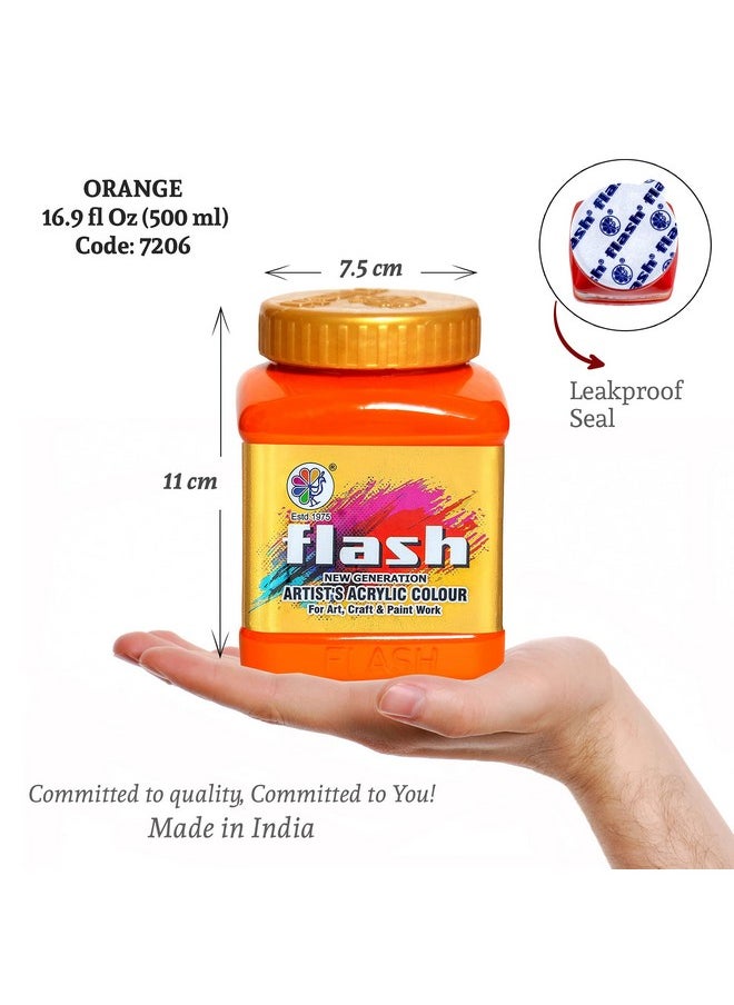 Flash - Flash Acrylic Colour (Orange, 500 ml) - Image 1