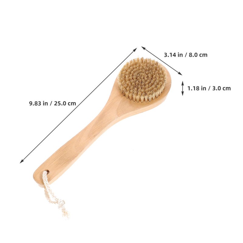 Wooden Handle Medium Soft Boar Bristle Exfoliating Massage Shower Brush for Adult Body Washing - Image 3