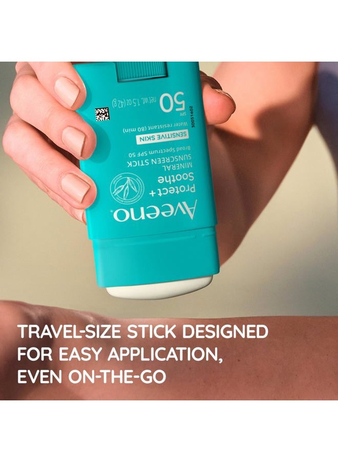 Aveeno Protect + Soothe Mineral Sunscreen Stick for Sensitive Skin, SPF 50, Water-Resistant for 80 minutes, Face & Body Sunscreen with Zinc Oxide & Oat, Fragrance-Free, Travel Size, 1.5 OZ - Image 5