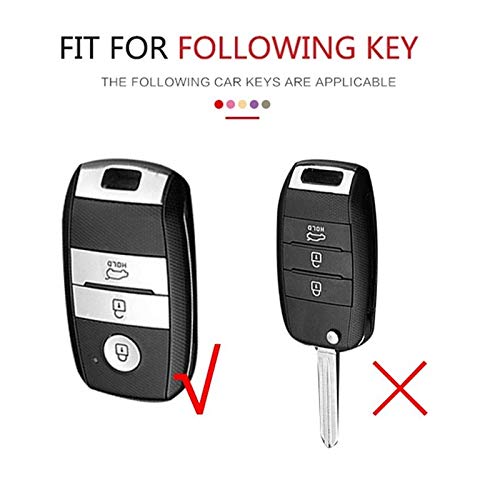 JVCV® Carbon Fiber Pattern Silicone Key Cover Compatible for Kia Seltos Sonet Carens Push Button Start Car Key with keychain(Black). - Image 2