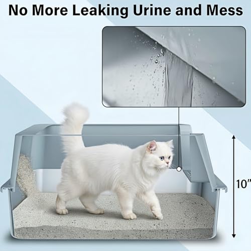 Yollber 2PACK Stainless Steel Cat Litter Box with Lid, XL Metal Litter Box, Extra Large Litterbox for Big Cats, High Sided | Easy Cleaning | Odor-Free Includes Scoop and Mat - Image 2