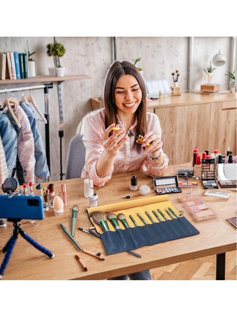 إسكدنيا حقيبة مرتجعات الجمالية من الجلد، منظم الفرش، حقيبة الفرش المتحركة المحمولة للسفر - Image 4