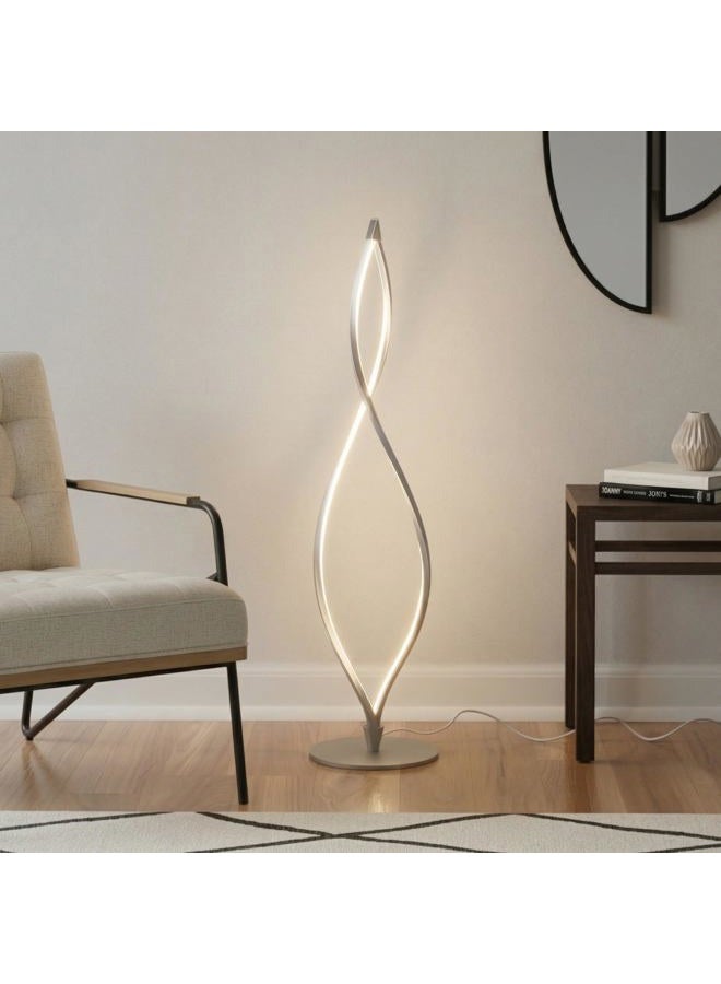 brightech Twist Modern Spiral LED Floor Lamp for Living Room Bright Lighting with Built-in Dimmer for Bedroom Ambience or Soft TV Light Silver - Image 2