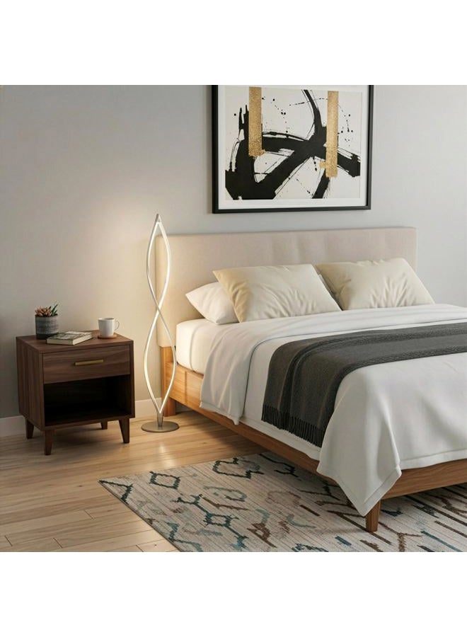 brightech Twist Modern Spiral LED Floor Lamp for Living Room Bright Lighting with Built-in Dimmer for Bedroom Ambience or Soft TV Light Silver - Image 3