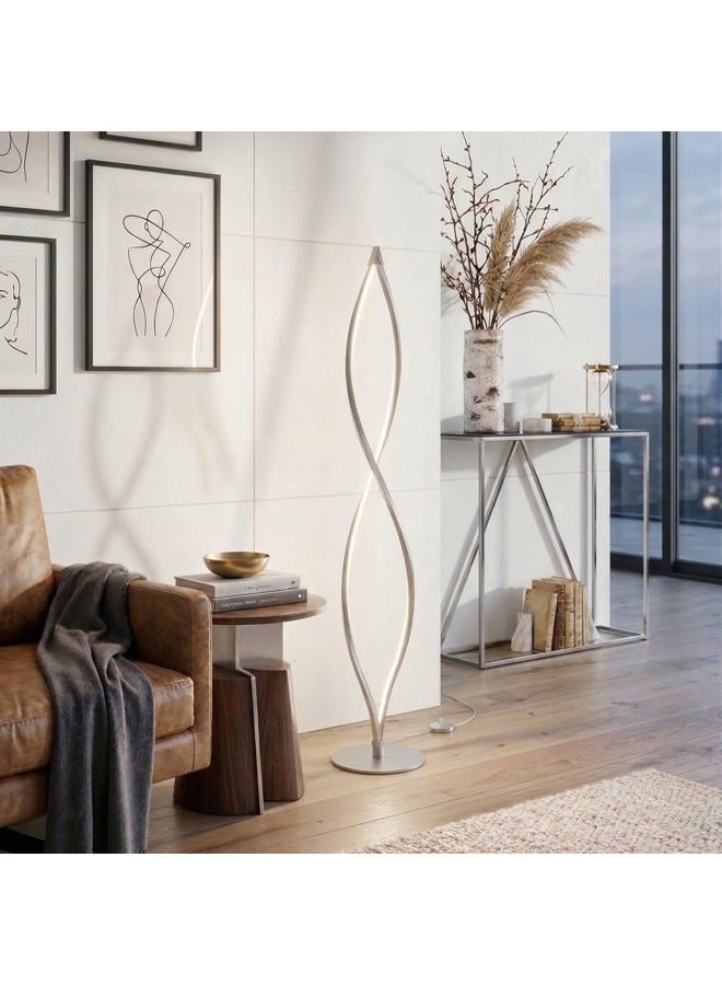 brightech Twist Modern Spiral LED Floor Lamp for Living Room Bright Lighting with Built-in Dimmer for Bedroom Ambience or Soft TV Light Silver - Image 5