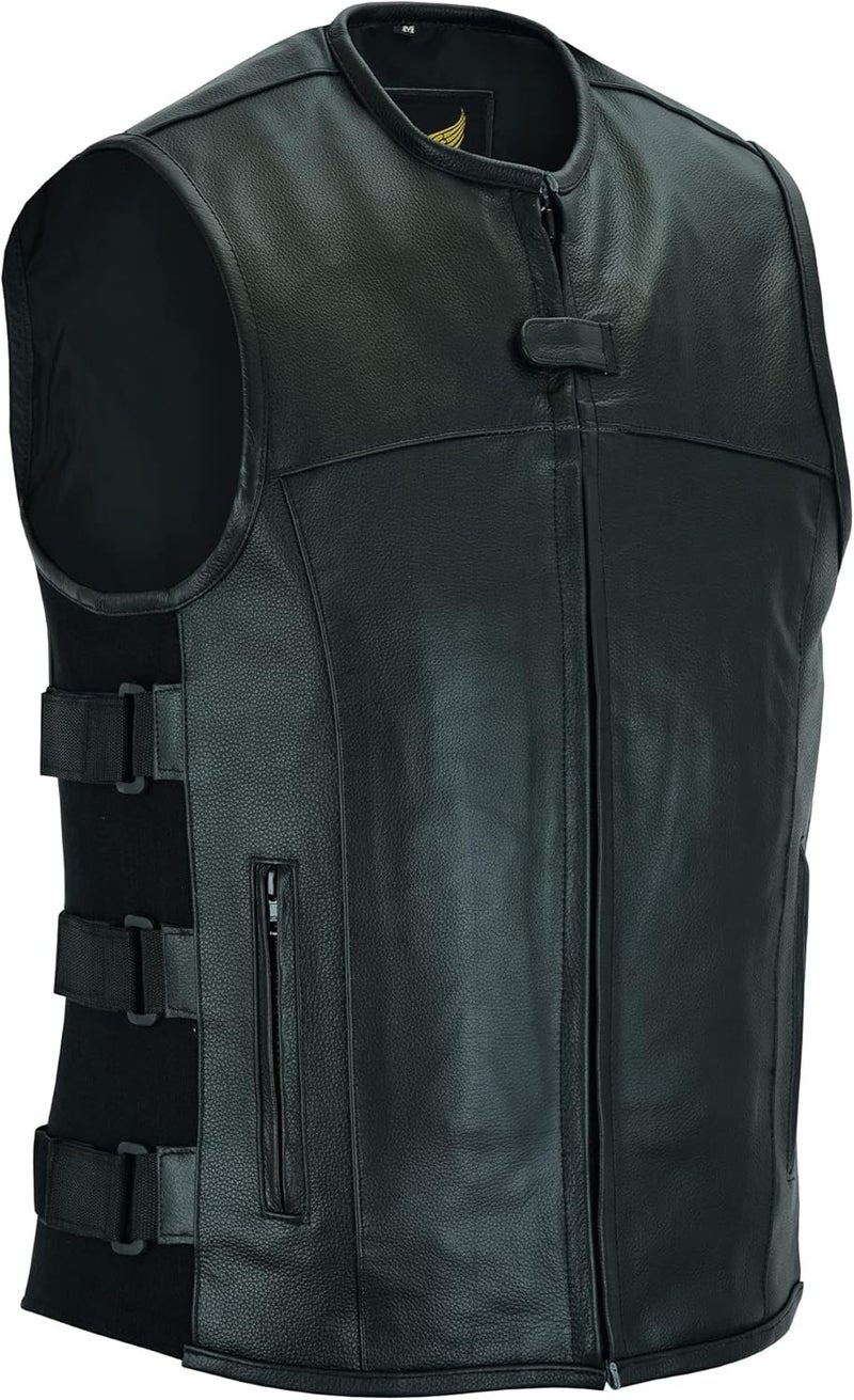 Leatherick Men's Warrior Style Leather Motorcycle Vest - Image 1