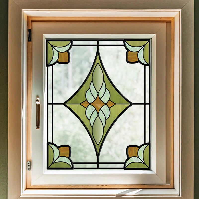 ADD.HERES Window Stickers, â€ŒStained Glass Window Privacy Film, UV Blocking Static Cling for Home Kitchen Office Bathroom, Verdant Prism, 11.81" X 15.75" - Image 4