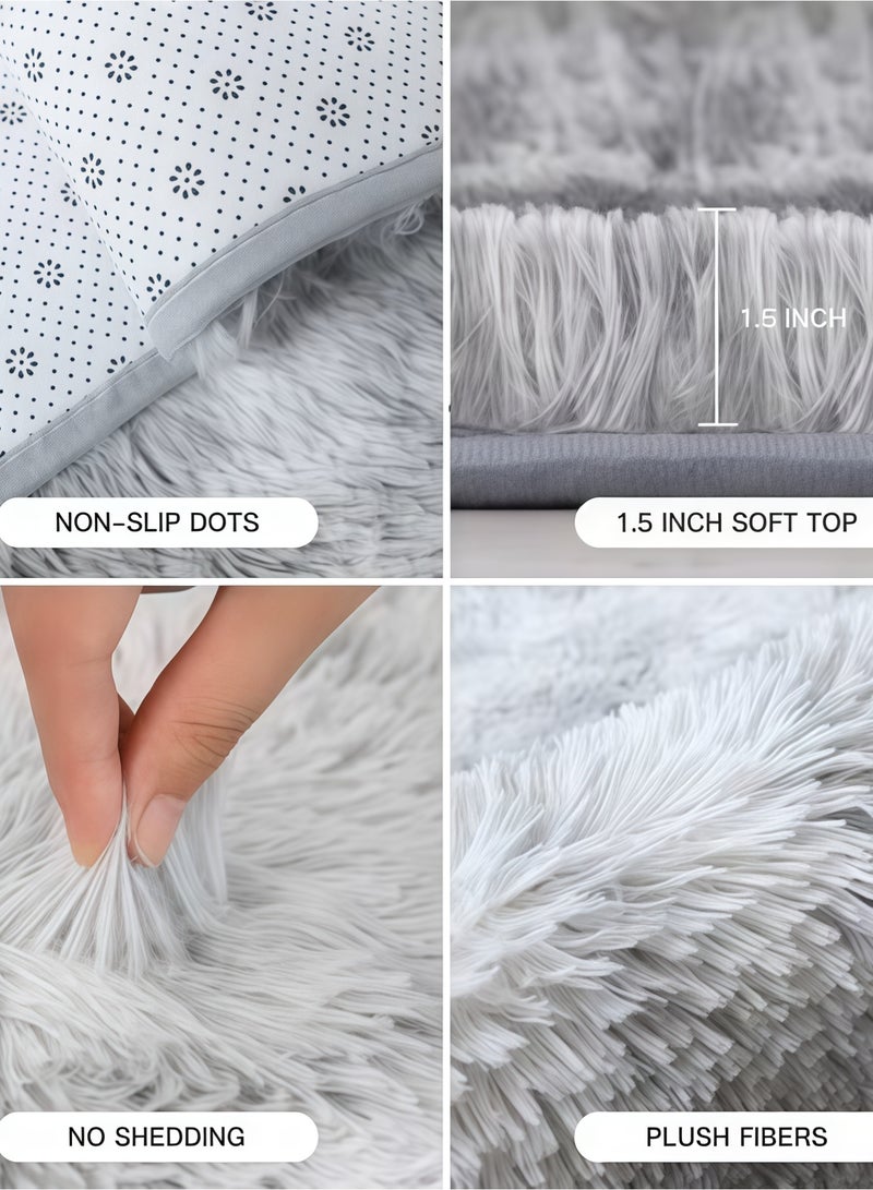 Super Soft Rug for Living Room, Large Gray Fuzzy Plush Area Carpets, Anti-Skid Furry Faux Fur Rug, Rectangular Rug for Bedroom Home Decor, Rectangle Large Rug Plush Fuzzy Carpet，160*230cm - Image 4