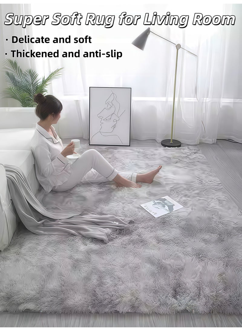 Super Soft Rug for Living Room, Large Gray Fuzzy Plush Area Carpets, Anti-Skid Furry Faux Fur Rug, Rectangular Rug for Bedroom Home Decor, Rectangle Large Rug Plush Fuzzy Carpet，160*230cm - Image 1