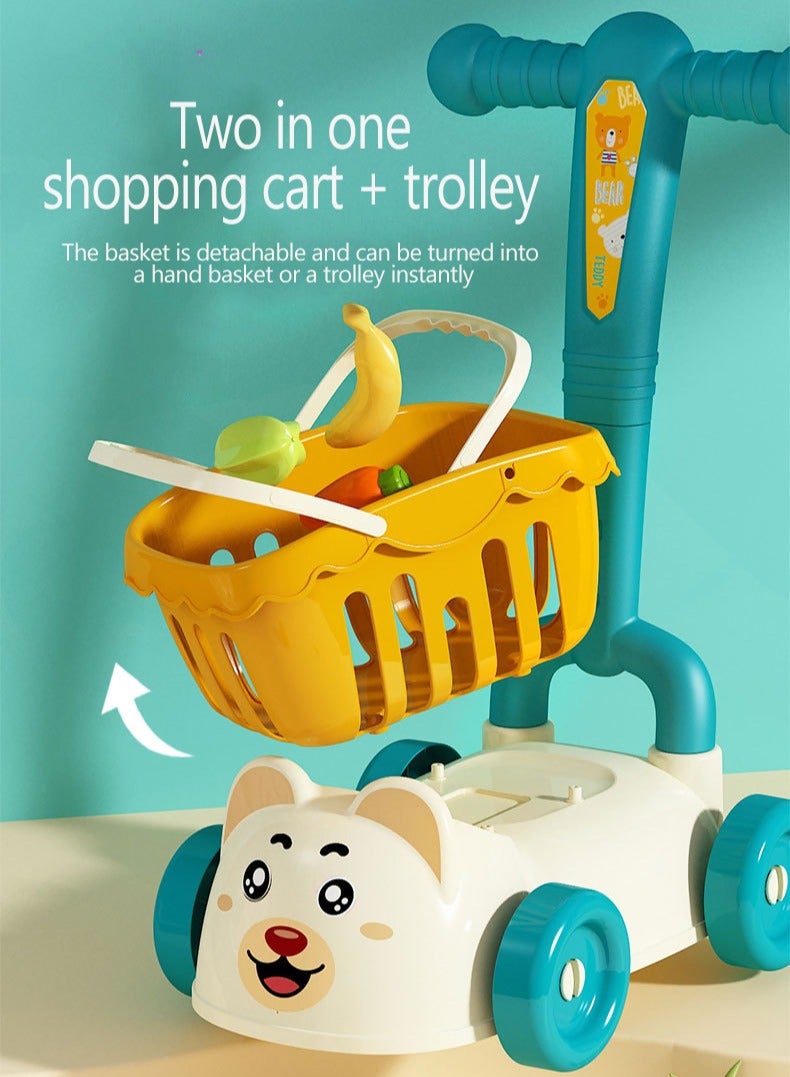 Children's Supermarket Shopping Cart, Toy Car With Storage Function, Shopping Cart With Wheels, Detachable Shopping Cart, Pretend Shopping Cart Toy, Large Capacity Storage Cart Toy, Easy To Assemble, Safe And Durable For Children, Suitable For Children Over 3 Years Old  - Image 4