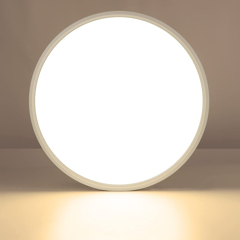 LightingWill 15.7 Inch 32W LED Flush Mount Ceiling Light Fixture, 2800K Warm White, 3800LM, LED Round Ceiling Lighting, Equivalent White Ceiling Lamp for Closets, Kitchens, Stairwells, Bedrooms.etc. - Image 1
