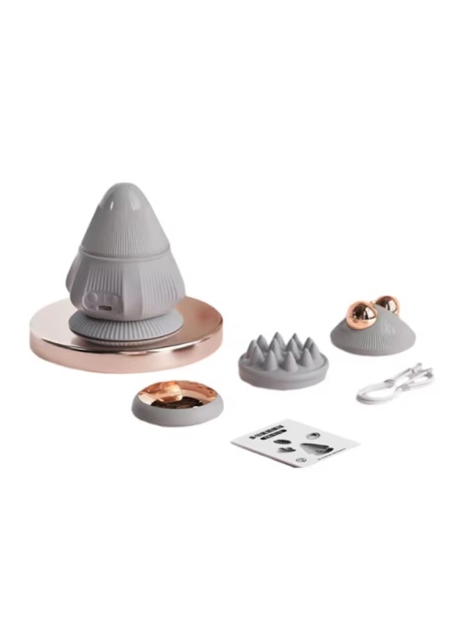Rechargeable 4-in-1 fascia massage ball with suction cup massage cone, suitable for relaxing muscles, lumbar spine, back, shoulders and neck; also suitable for the whole body (gray). - Image 2