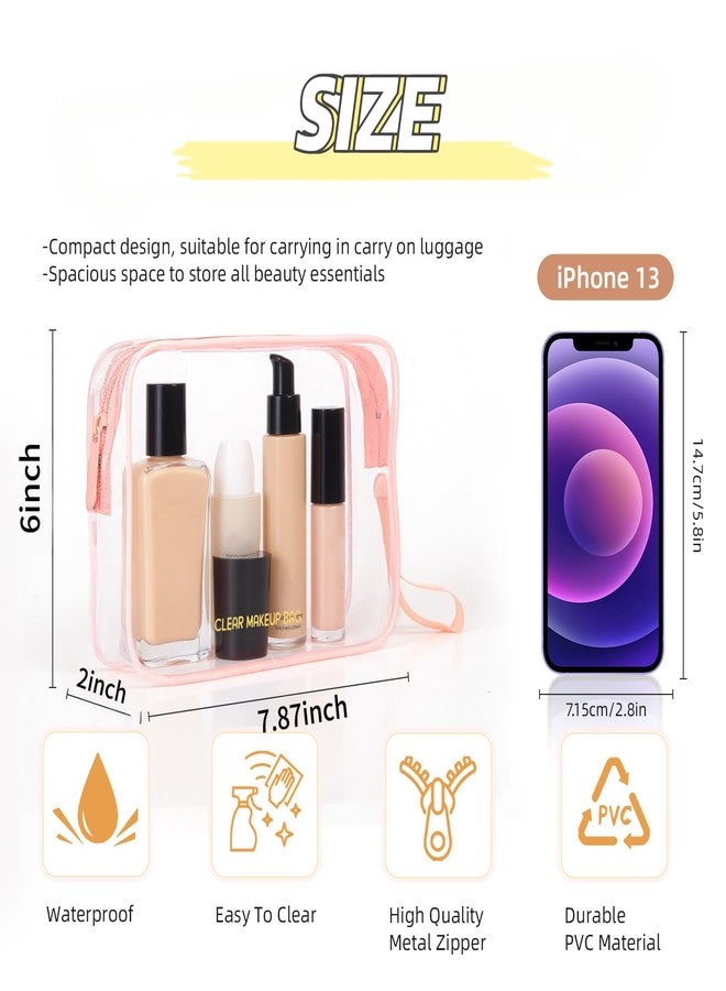 Icramsy Clear Makeup Bag,2 Pack TSA Approved Toiletry Bag Travel Toiletry Bag Hanging Makeup Cosmetic bag for Women Men (Pink) - Image 2