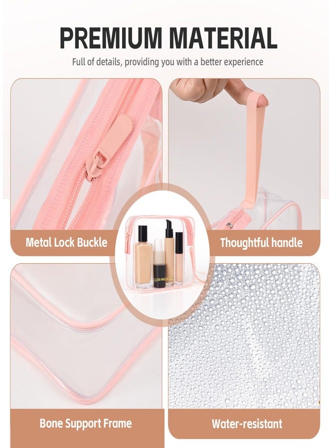 Icramsy Clear Makeup Bag,2 Pack TSA Approved Toiletry Bag Travel Toiletry Bag Hanging Makeup Cosmetic bag for Women Men (Pink) - Image 3