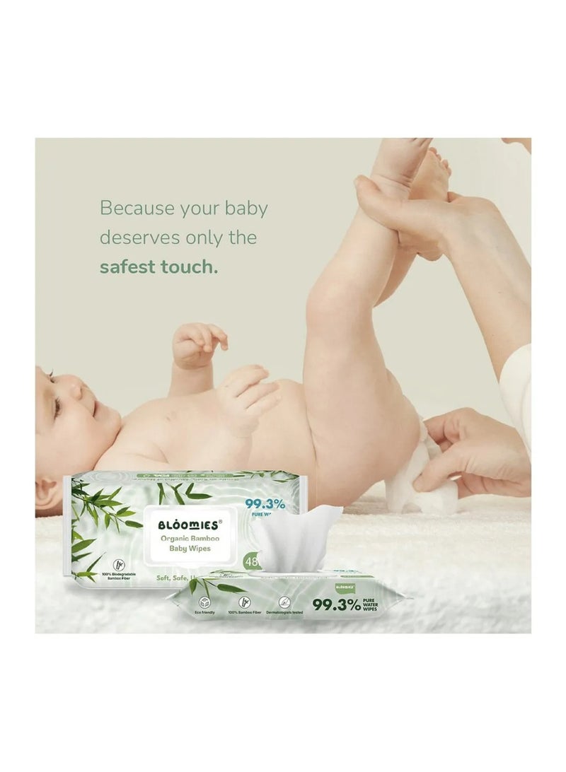 Bloomies Organic Bamboo Baby Wet Wipes, Unscented, 100% Biodegradable Bamboo Fiber, Gentle On Skin, Extra Large, 0 Month+, Pack of 20 - 960 Pieces - Image 5