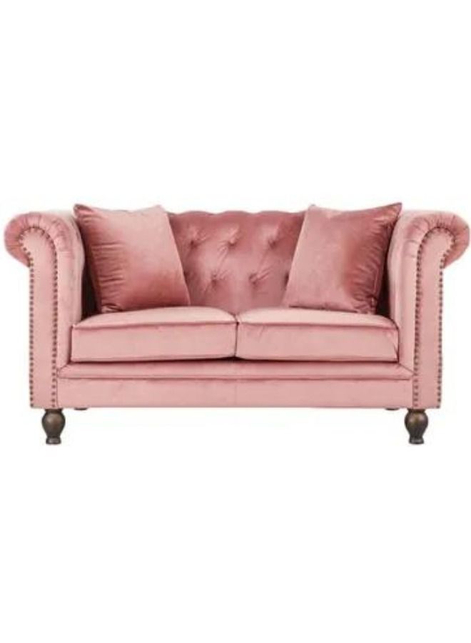 Maharat Al Bahar 2-Seater Tufted Sofa-With Cushions-pink 160x80x80 - Image 1