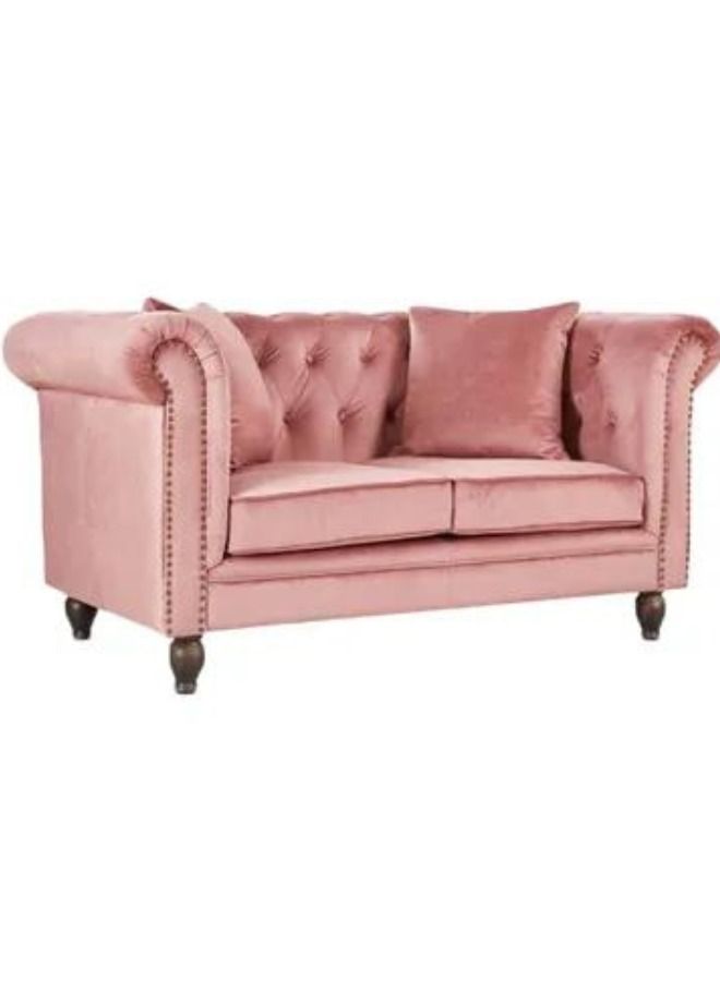 Maharat Al Bahar 2-Seater Tufted Sofa-With Cushions-pink 160x80x80 - Image 2