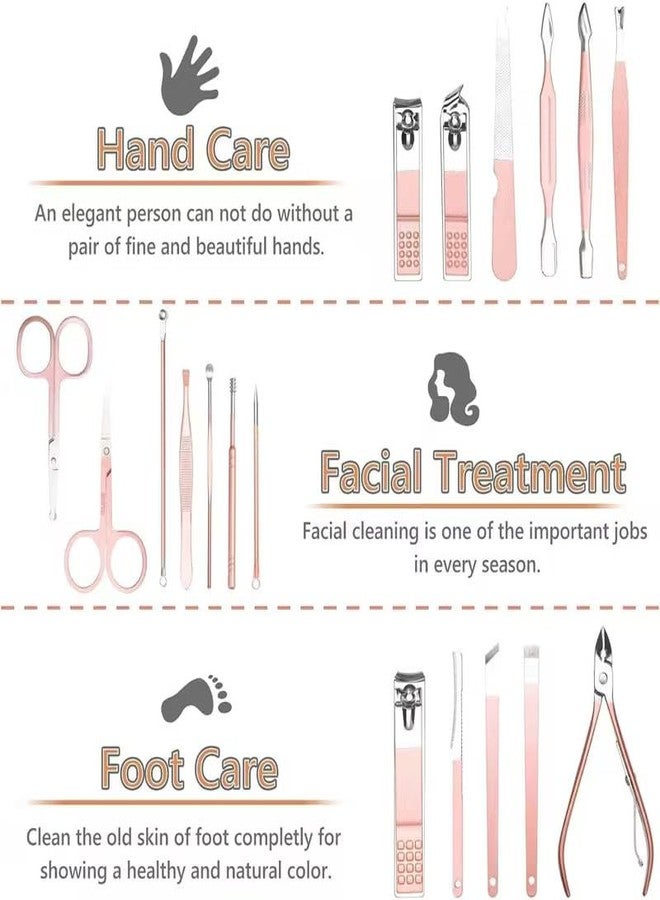 Style Keepers 18-Piece Manicure Pedicure Grooming Kit for Men & Women, Professional Nail Care Set with Stainless Steel Tools, Rose Gold Finish, PU Leather Travel Case for Hand Foot Face Care (18 Pcs) - Image 2