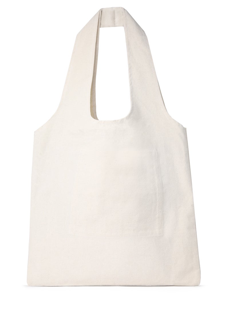 Tote Bag off White Canvas Cotton oval hand /40*35cm  - Image 2