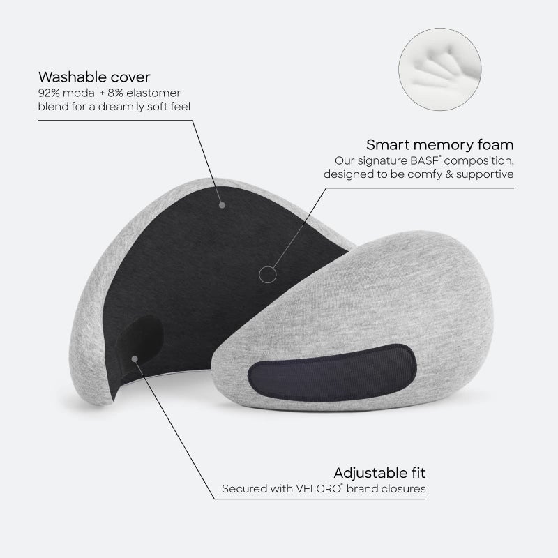 أوستريتش بيلو وسادة رقبة من Ostrichpillow - وسادة سفر فاخرة من إسفنج الذاكرة بتصميم مريح 360 درجة وجوانب غير متماثلة، تتضمن حقيبة سفر غطاء شكلي قابل للغسل - Image 2