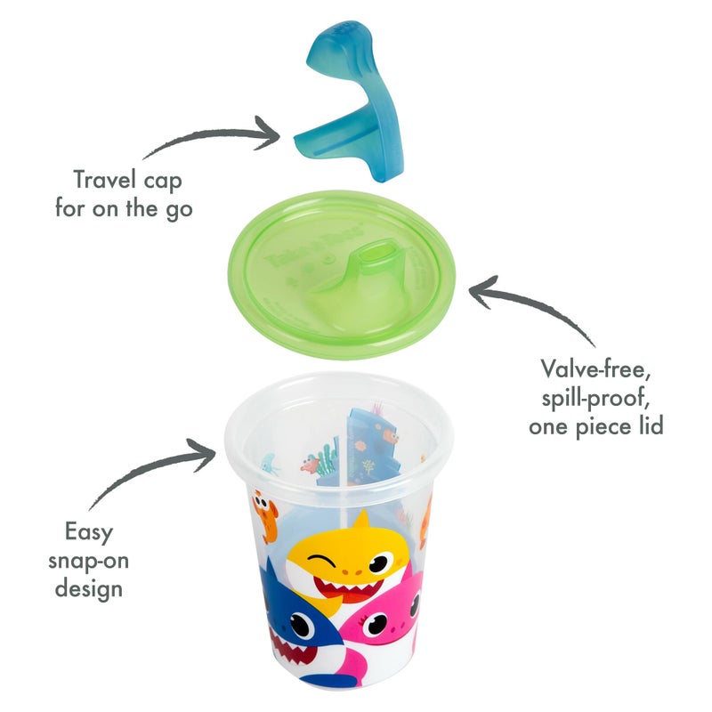 The First Years Take & Toss Pinkfong Baby Shark Sippy Cups - Reusable Toddlers Cups with Lids - Kids Party Pack with 2 Travel Caps - 10 Oz - 10 Count - Image 3