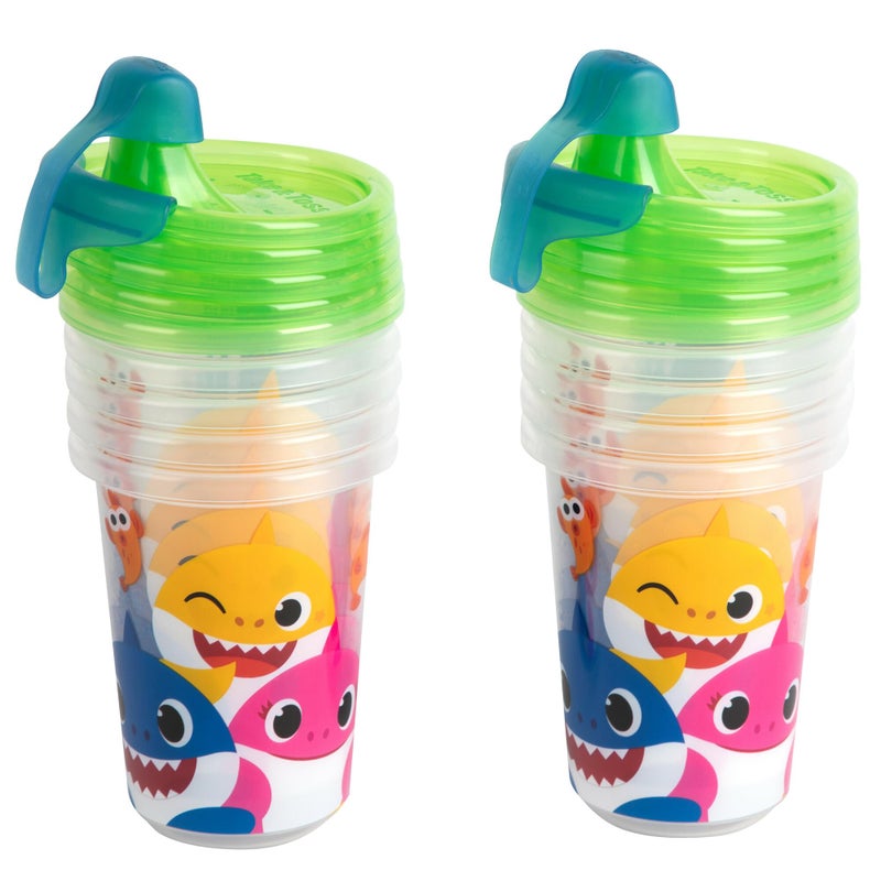 The First Years Take & Toss Pinkfong Baby Shark Sippy Cups - Reusable Toddlers Cups with Lids - Kids Party Pack with 2 Travel Caps - 10 Oz - 10 Count - Image 2