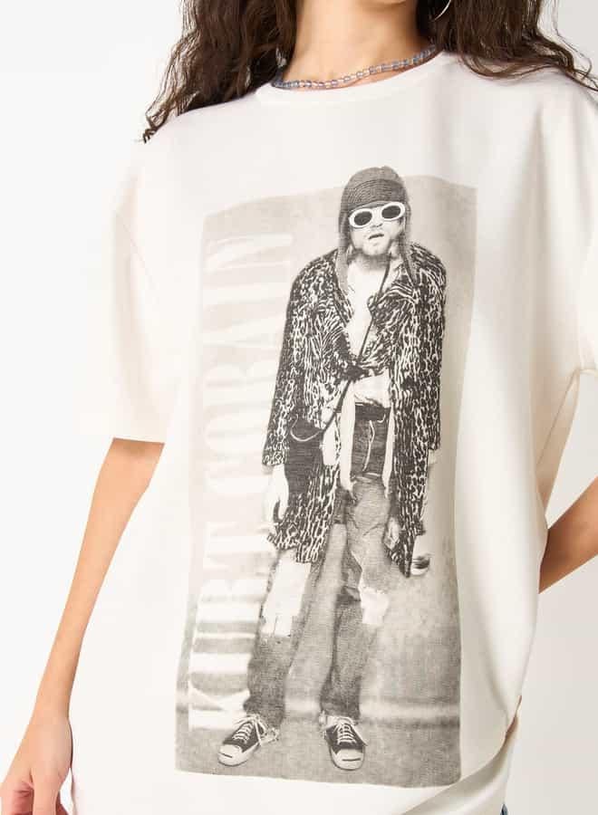 SP Characters Kurt Cobain Print T-shirt with Crew Neck and Short Sleeves - Image 4