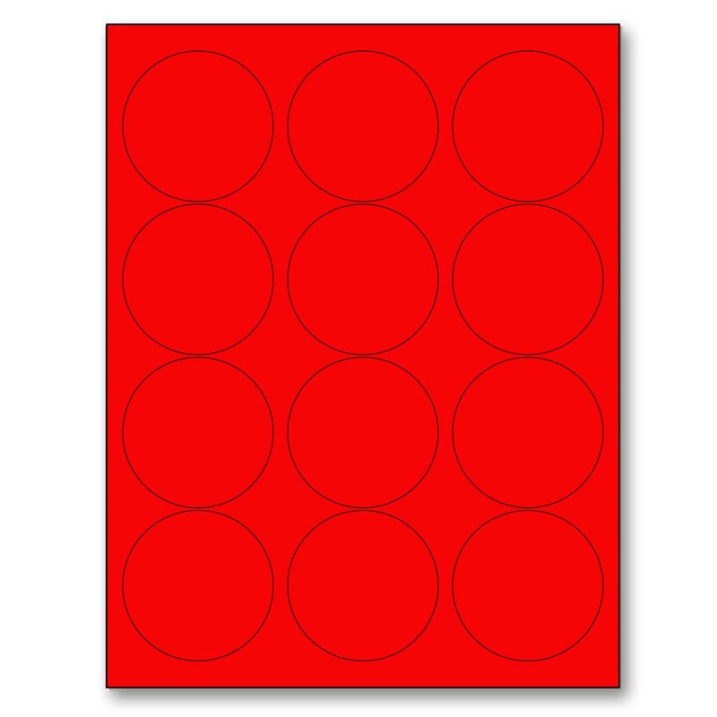 NextDayLabels 812 x 11 Neon Color High Light Fluorescent Labels for Laser Inkjet Printer RED Fluorescent 25 Round 12 Per Page 300 Labels