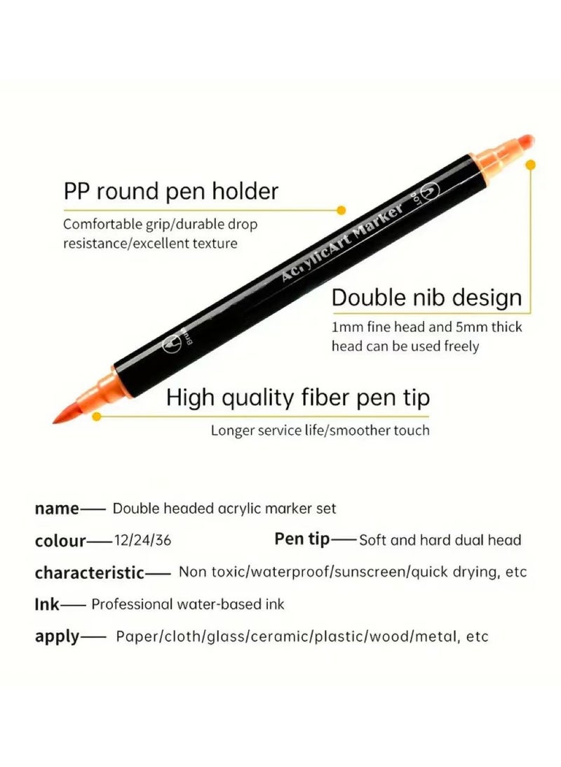 Generic 24-Piece Dot Tip And Brush Tip Acrylic Paint Markers Set, Opaque Waterproof And Sunproof Dual Tip Acrylic Colored Pens For Paper,Pottery,Glass,Plastic,Cloth, Suitiable for Child, Adult and Artist to DIY art  - Image 5
