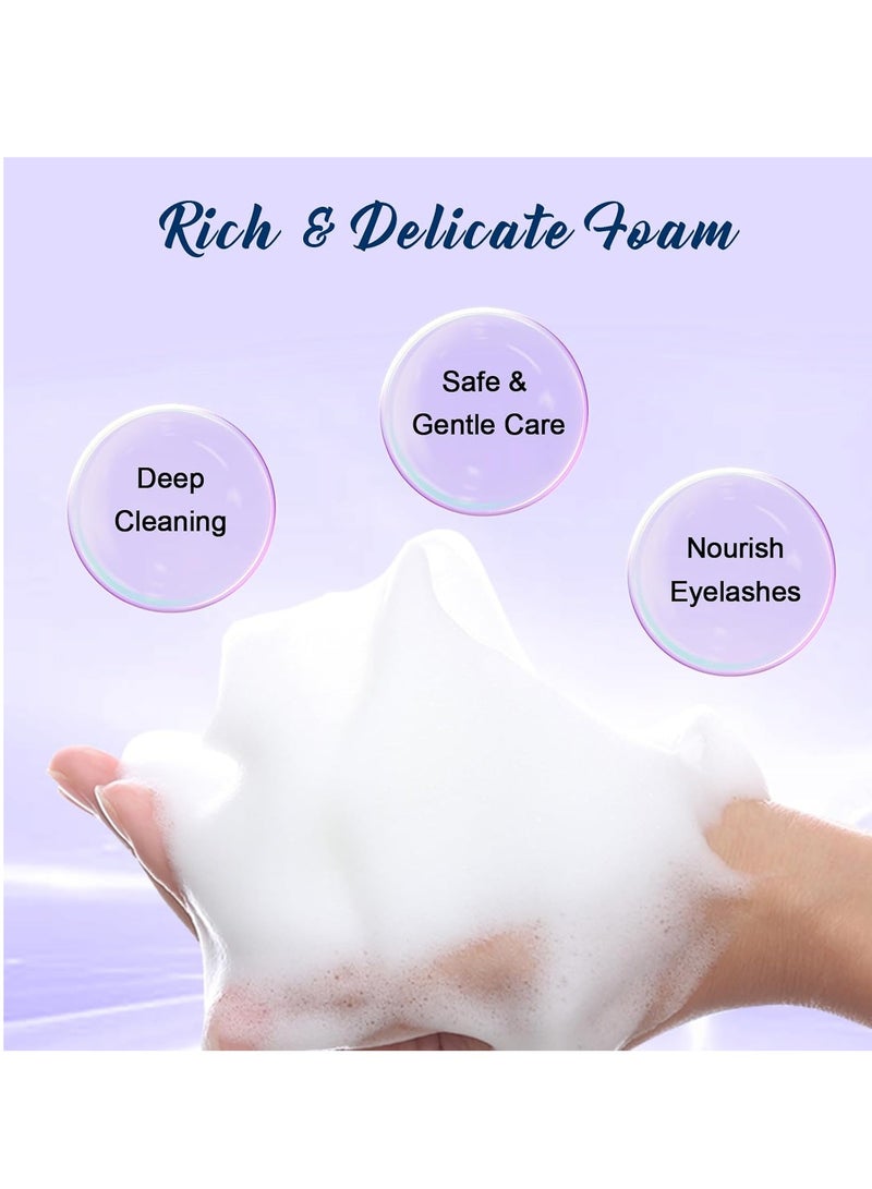LZM LZM Lash Shampoo Lash Cleaner - Lash Wash Cleaning kit for Cluster Lash/Eyelash Extensions, Lash Bath, Lash Cleanser Foam, Lash Soap, Lash Care Oil Free, 60ml(3-IN-1 SHAMPOO KIT)  - Image 2