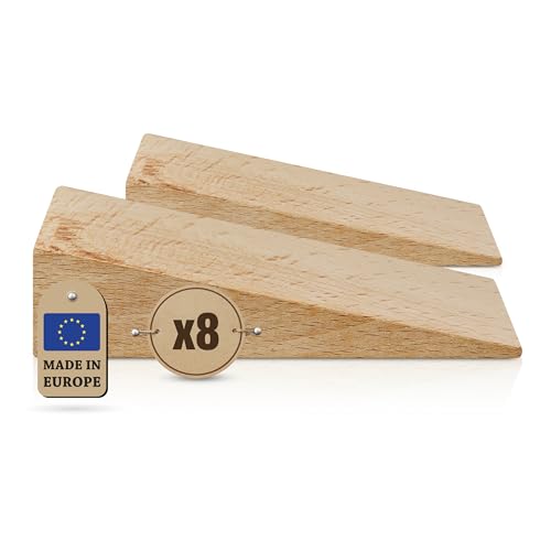 Tolux Wooden Wedges Hardwood Wedge Beech Wood Wedge Wooden Doorstop Handy Tool in Carpentry Construction and Various DIY Projects Size 150x50x40 mm 59x197x157 in Pack of 8 pcs - Image 1