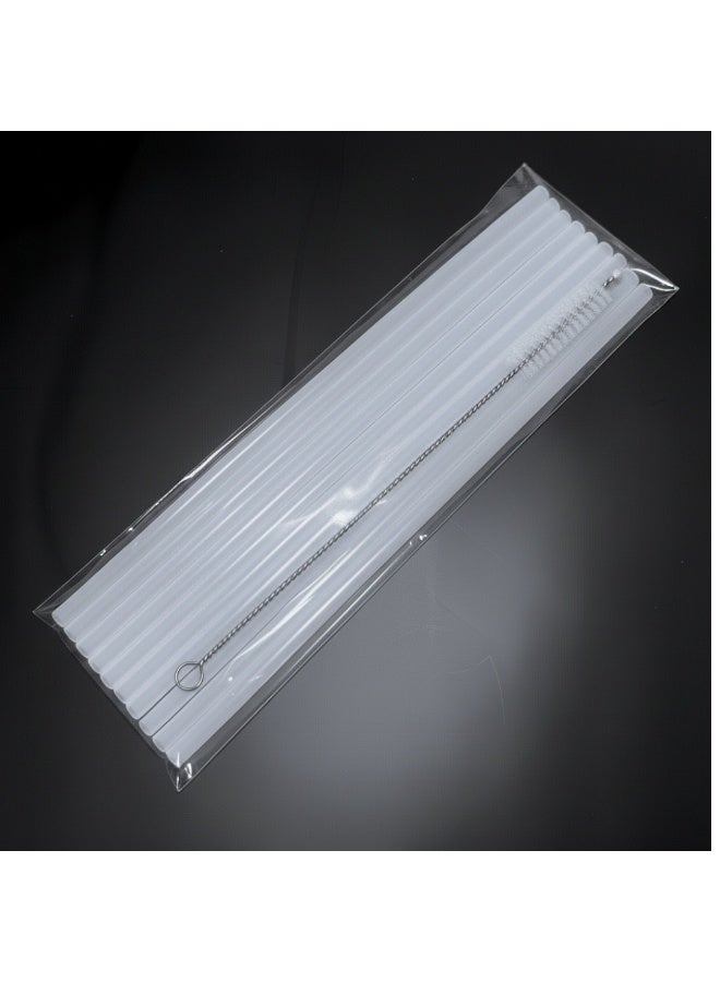 اس تي ان شفاطات قابلة لإعادة الاستخدام، طول إضافي 31 سم × 9 مم (10 قطع) مع فرشاة تنظيف | مناسبة تمامًا لأكواب ستانلي أدفنتشر كوينشر سعة 40 أونصة و30 أونصة - بولي إيثيلين أبيض، خالٍ من مادة BPA - Image 1