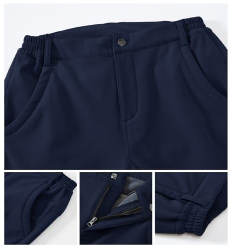 Gopune Women's Windproof Waterproof Sportswear Outdoor Hiking Fleece Pants (Navy,L) - Image 4