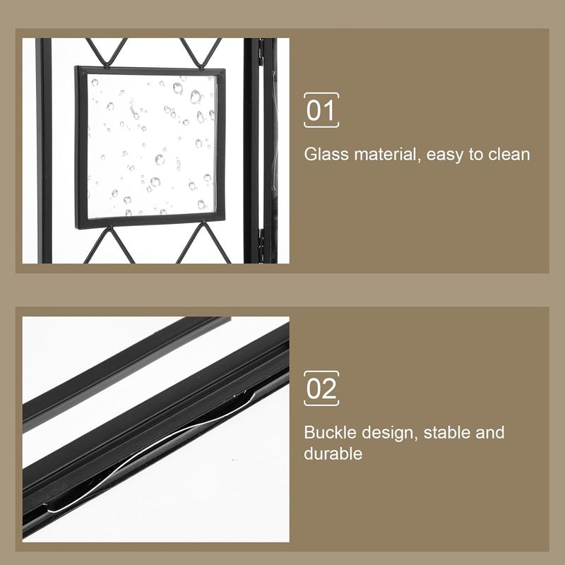 Healifty Metal Double Folding Photo Frame, Black Iron Desktop Picture Holder with Glass, Home and Office Tabletop Photo Display for Graduation and Decor - Image 4