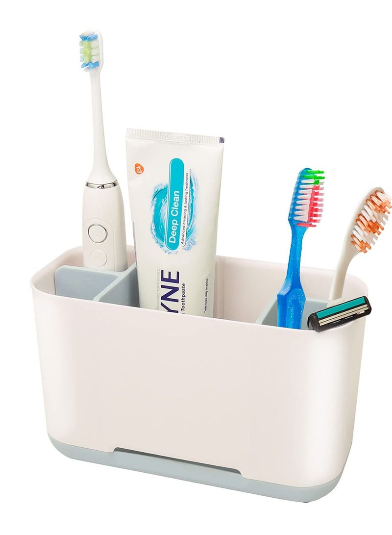 SYOSI Toothbrush Holder for Bathroom Detachable for Easy Cleaning Toothbrush Caddy with 2 dividers and Anti-Slip Base for Family&Kids(Blue)  - Image 1