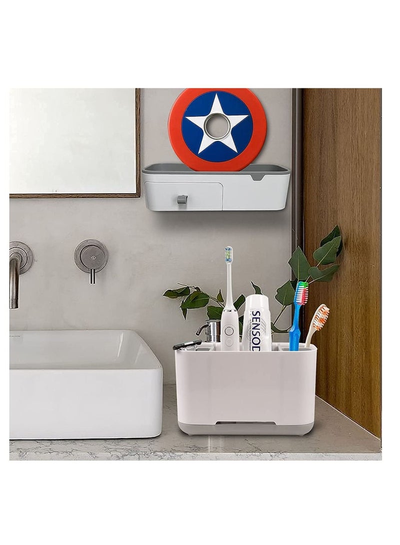 SYOSI Toothbrush Holder for Bathroom Detachable for Easy Cleaning Toothbrush Caddy with 2 dividers and Anti-Slip Base for Family&Kids(Blue)  - Image 4