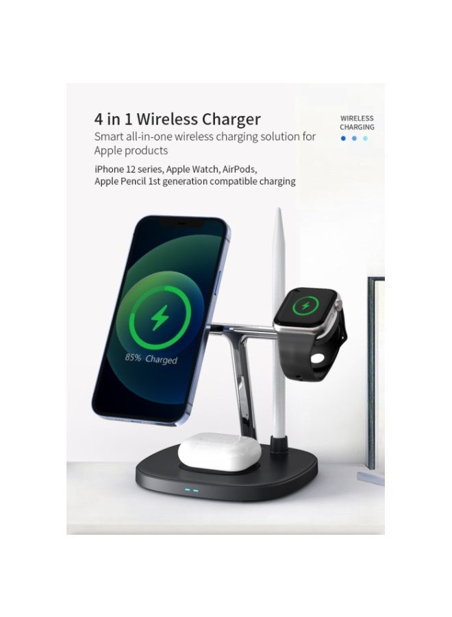 Yesido DS12 15W Mobile Phone Fast Charging 4 In 1 Dock Stand Station Qi Magnetic Wireless Charging Dock - Image 1