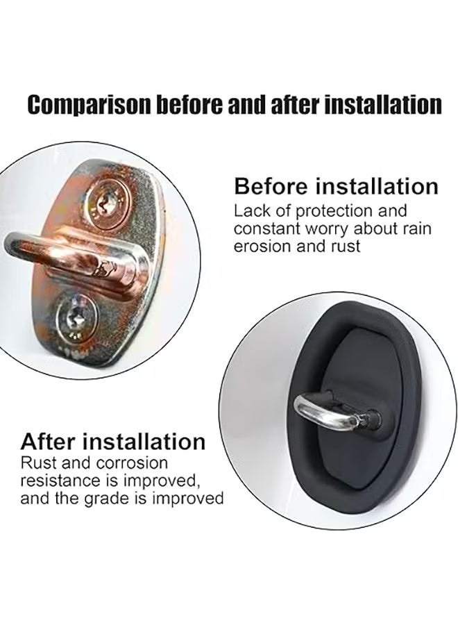 4 قطع غطاء قفل باب السيارة، غطاء حماية متين مضاد للصدأ، سهل التركيب من أجل ملاءمة عالمية، أغطية قفل أنيقة وحماية لجميع المركبات، تعزز الأمان وتمنع التآكل والتلف - Image 3