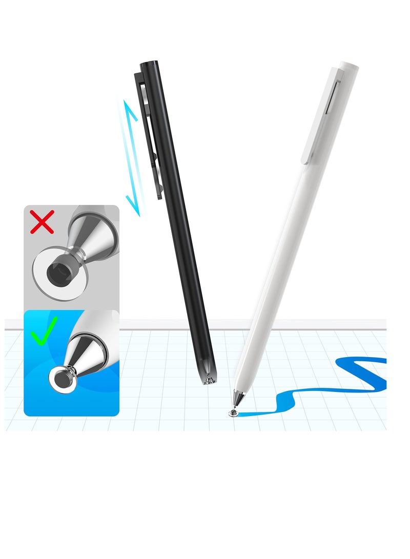 Excefore Stylus for Touch Screens, 2Pcs Smallest Disc Tip Universal Touch Pen, Good at Drawing and Writing, with Pencil Clip, for Apple iPhone/iPad/Samsung Galaxy Tablet/Amazon Fire HD/Chromebook/HUAWEI/MI - Image 1