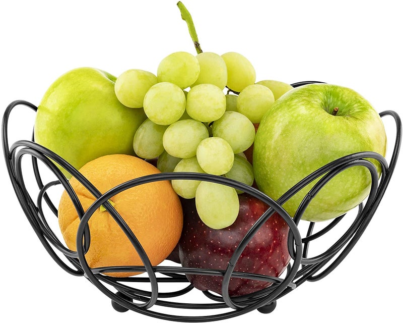 REPLEX Fruit Basket Round Decorative Bowl for Kitchen Counter Black Color 10 38inch Diameter - Image 1