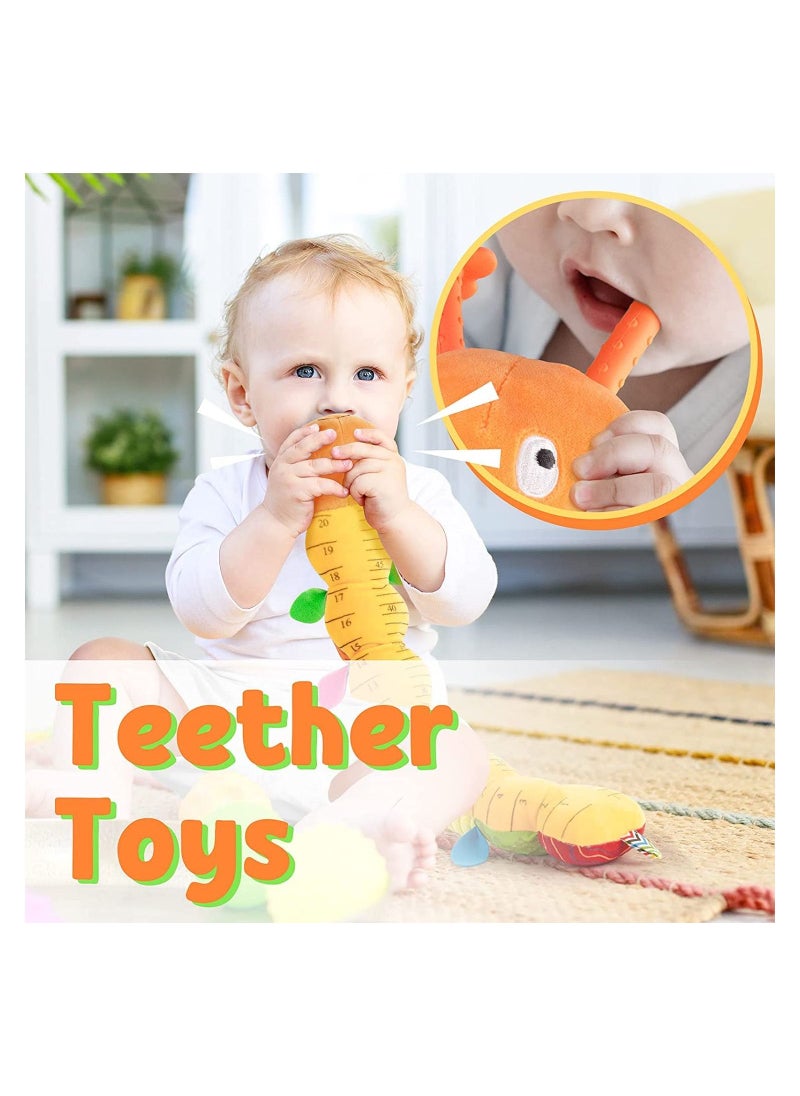 Y&D - Baby Toys Musical Caterpillar, Infant Stuffed Animal with Ruler Design and Ring Bell, Teething for Tummy Time Newborn Boys Girls 0 3 6 12 Months(Orange) - Image 1
