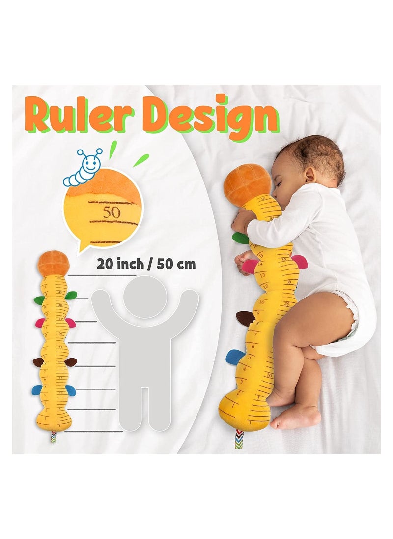 Y&D - Baby Toys Musical Caterpillar, Infant Stuffed Animal with Ruler Design and Ring Bell, Teething for Tummy Time Newborn Boys Girls 0 3 6 12 Months(Orange) - Image 1