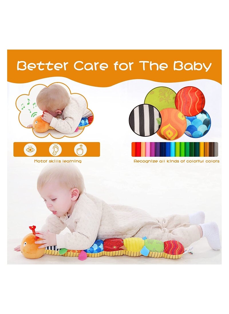 Y&D - Baby Toys Musical Caterpillar, Infant Stuffed Animal with Ruler Design and Ring Bell, Teething for Tummy Time Newborn Boys Girls 0 3 6 12 Months(Orange) - Image 1